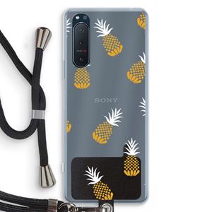 CaseCompany Ananasjes: Sony Xperia 5 II Transparant Hoesje met koord