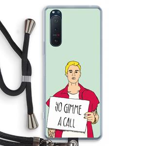 CaseCompany Gimme a call: Sony Xperia 5 II Transparant Hoesje met koord