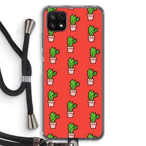CaseCompany Mini cactus: Samsung Galaxy A22 5G Transparant Hoesje met koord