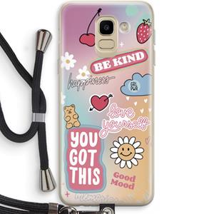 CaseCompany Positivity: Samsung Galaxy J6 (2018) Transparant Hoesje met koord