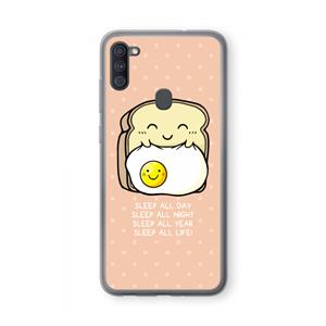 CaseCompany Sleep All Day: Samsung Galaxy A11 Transparant Hoesje