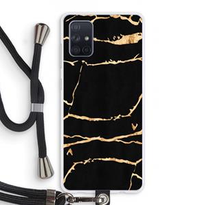 CaseCompany Gouden marmer: Samsung Galaxy A71 Transparant Hoesje met koord