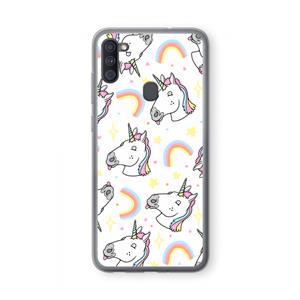 CaseCompany Rainbow Unicorn: Samsung Galaxy A11 Transparant Hoesje
