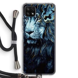 CaseCompany Darkness Lion: Samsung Galaxy A22 5G Transparant Hoesje met koord