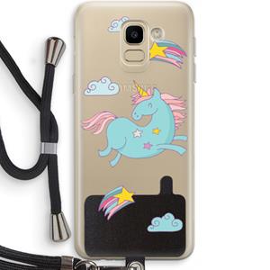CaseCompany Vliegende eenhoorn: Samsung Galaxy J6 (2018) Transparant Hoesje met koord