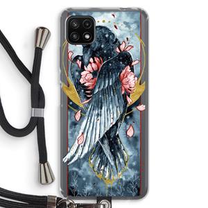 CaseCompany Golden Raven: Samsung Galaxy A22 5G Transparant Hoesje met koord