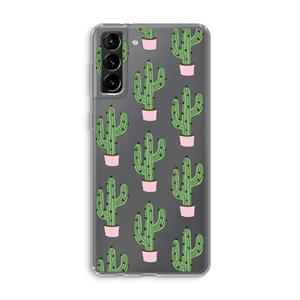 CaseCompany Cactus Lover: Samsung Galaxy S21 Plus Transparant Hoesje