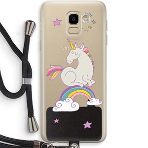 CaseCompany Regenboog eenhoorn: Samsung Galaxy J6 (2018) Transparant Hoesje met koord