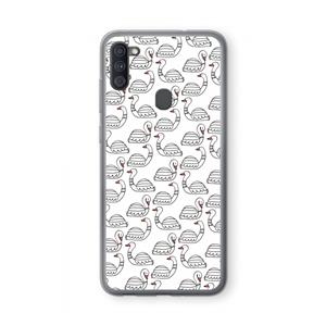 CaseCompany Zwanen: Samsung Galaxy A11 Transparant Hoesje