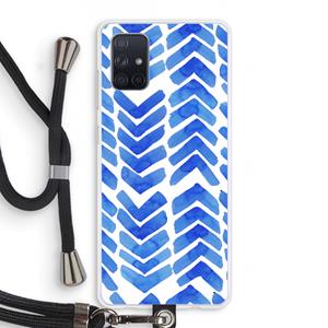 CaseCompany Blauwe pijlen: Samsung Galaxy A71 Transparant Hoesje met koord