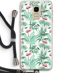 CaseCompany Flamingo bladeren: Samsung Galaxy J6 (2018) Transparant Hoesje met koord