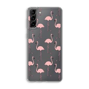 CaseCompany Anything Flamingoes: Samsung Galaxy S21 Plus Transparant Hoesje