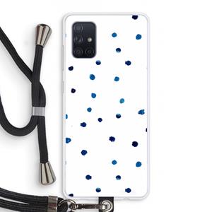 CaseCompany Blauwe stippen: Samsung Galaxy A71 Transparant Hoesje met koord