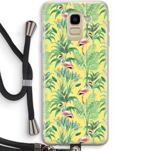 CaseCompany Flamingo party: Samsung Galaxy J6 (2018) Transparant Hoesje met koord