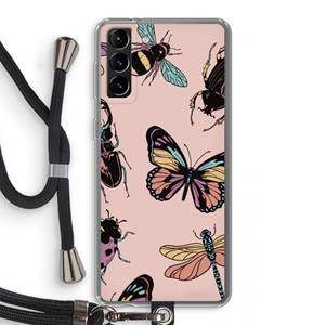 CaseCompany Tiny Bugs: Samsung Galaxy S21 Plus Transparant Hoesje met koord