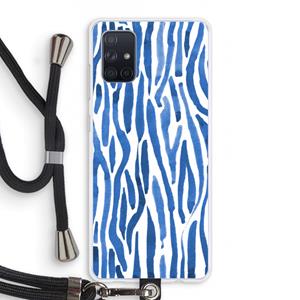 CaseCompany Blauwe nerven: Samsung Galaxy A71 Transparant Hoesje met koord