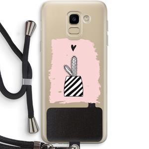 CaseCompany Zwart-wit cactus: Samsung Galaxy J6 (2018) Transparant Hoesje met koord