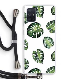 CaseCompany Tropische bladeren: Samsung Galaxy A71 Transparant Hoesje met koord