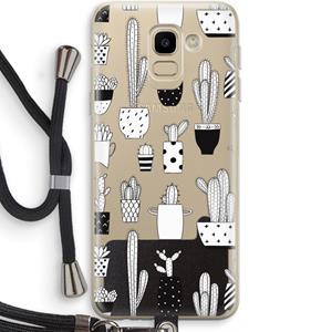 CaseCompany Cactusmotief: Samsung Galaxy J6 (2018) Transparant Hoesje met koord