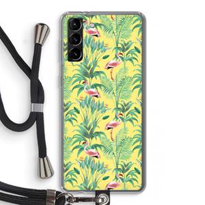 CaseCompany Flamingo party: Samsung Galaxy S21 Plus Transparant Hoesje met koord