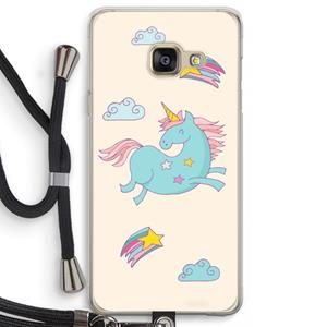 CaseCompany Vliegende eenhoorn: Samsung Galaxy A3 (2016) Transparant Hoesje met koord