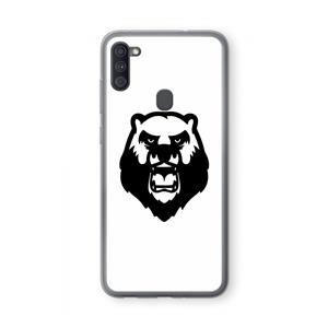 CaseCompany Angry Bear (white): Samsung Galaxy A11 Transparant Hoesje