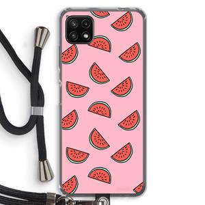 CaseCompany Watermeloen: Samsung Galaxy A22 5G Transparant Hoesje met koord