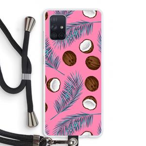 CaseCompany Kokosnoot roze: Samsung Galaxy A71 Transparant Hoesje met koord