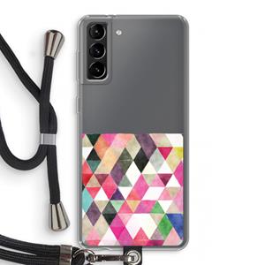 CaseCompany Gekleurde driehoekjes: Samsung Galaxy S21 Plus Transparant Hoesje met koord