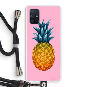 CaseCompany Grote ananas: Samsung Galaxy A71 Transparant Hoesje met koord