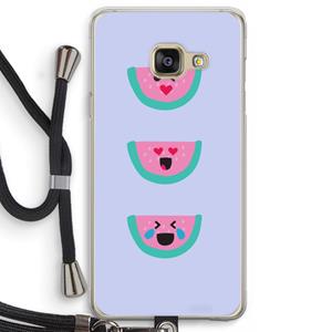 CaseCompany Smiley watermeloen: Samsung Galaxy A3 (2016) Transparant Hoesje met koord