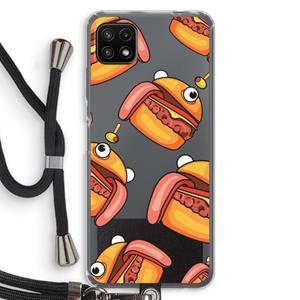 CaseCompany Hamburger: Samsung Galaxy A22 5G Transparant Hoesje met koord