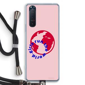 CaseCompany Run The World: Sony Xperia 5 II Transparant Hoesje met koord