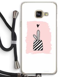 CaseCompany Zwart-wit cactus: Samsung Galaxy A3 (2016) Transparant Hoesje met koord