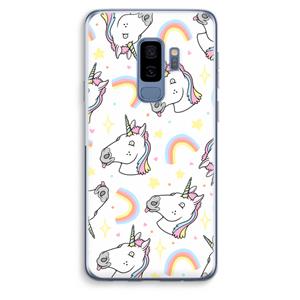 CaseCompany Rainbow Unicorn: Samsung Galaxy S9 Plus Transparant Hoesje