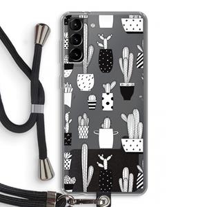 CaseCompany Cactusmotief: Samsung Galaxy S21 Plus Transparant Hoesje met koord