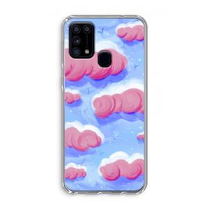 CaseCompany Roze wolken met vogels: Samsung Galaxy M31 Transparant Hoesje