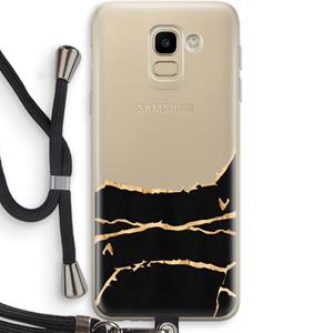 CaseCompany Gouden marmer: Samsung Galaxy J6 (2018) Transparant Hoesje met koord