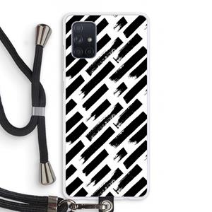 CaseCompany Zwarte vegen: Samsung Galaxy A71 Transparant Hoesje met koord