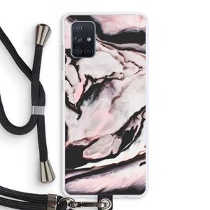 CaseCompany Roze stroom: Samsung Galaxy A71 Transparant Hoesje met koord