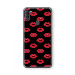 CaseCompany Lips: Samsung Galaxy A11 Transparant Hoesje