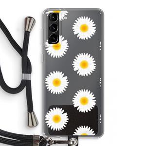 CaseCompany Margrietjes: Samsung Galaxy S21 Plus Transparant Hoesje met koord