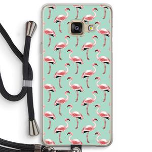 CaseCompany Flamingoprint groen: Samsung Galaxy A3 (2016) Transparant Hoesje met koord