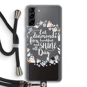 CaseCompany Diamonds: Samsung Galaxy S21 Plus Transparant Hoesje met koord