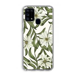 CaseCompany Wit bloemenpatroon: Samsung Galaxy M31 Transparant Hoesje