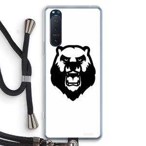 CaseCompany Angry Bear (white): Sony Xperia 5 II Transparant Hoesje met koord