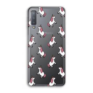 CaseCompany Eenhoorns overal: Samsung Galaxy A7 (2018) Transparant Hoesje
