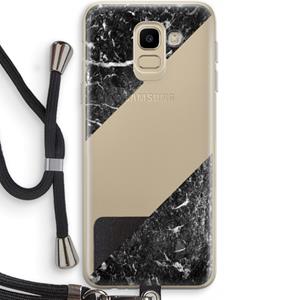 CaseCompany Zwart marmer: Samsung Galaxy J6 (2018) Transparant Hoesje met koord