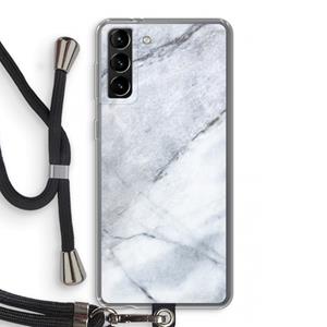 CaseCompany Witte marmer: Samsung Galaxy S21 Plus Transparant Hoesje met koord