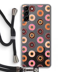 CaseCompany Donuts: Samsung Galaxy S21 Plus Transparant Hoesje met koord